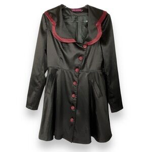 Yi Lian Dress Satin Scalloped Gothic Lolita Doll Jacket Black Red‎ Size M